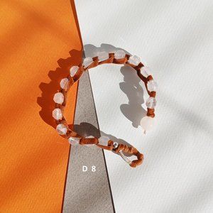 New Rose quartz stone with burgundy red  faux leather hand woven design bracelet